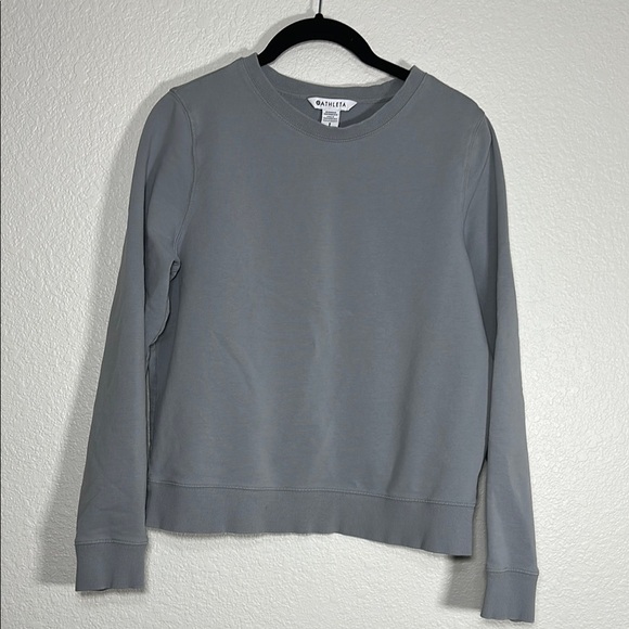 Athleta Gray Crewneck Sweater with Ribbed Details SP - Picture 1 of 5